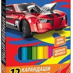 Карандаши цветные 12 цв Limpopo Mattel Hot Wheels