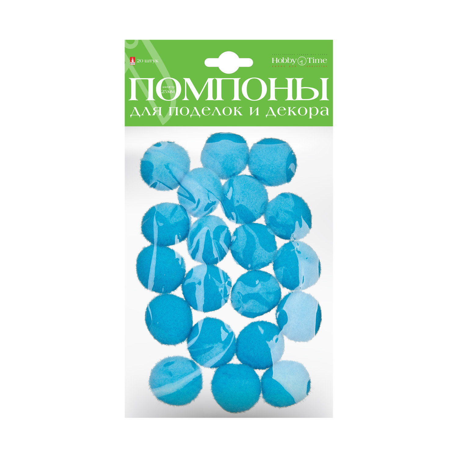 Творч Помпоны 20шт 25мм Голубые