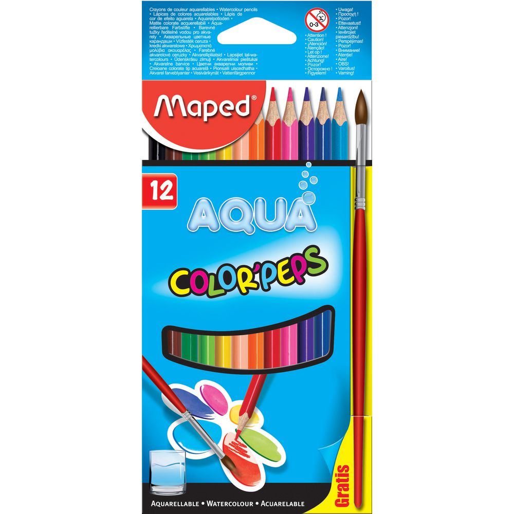 Карандаши цветные 12 цв акварел Maped Color Peps + кисточка к/к