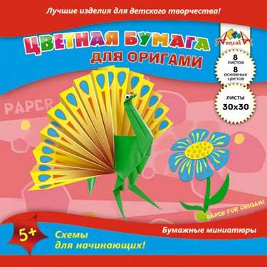 Бумага д/оригами 30*30 8л Павлин