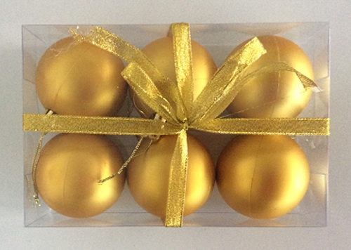 НГ Шары 6шт/уп 6см пластик золото матовые пл/уп