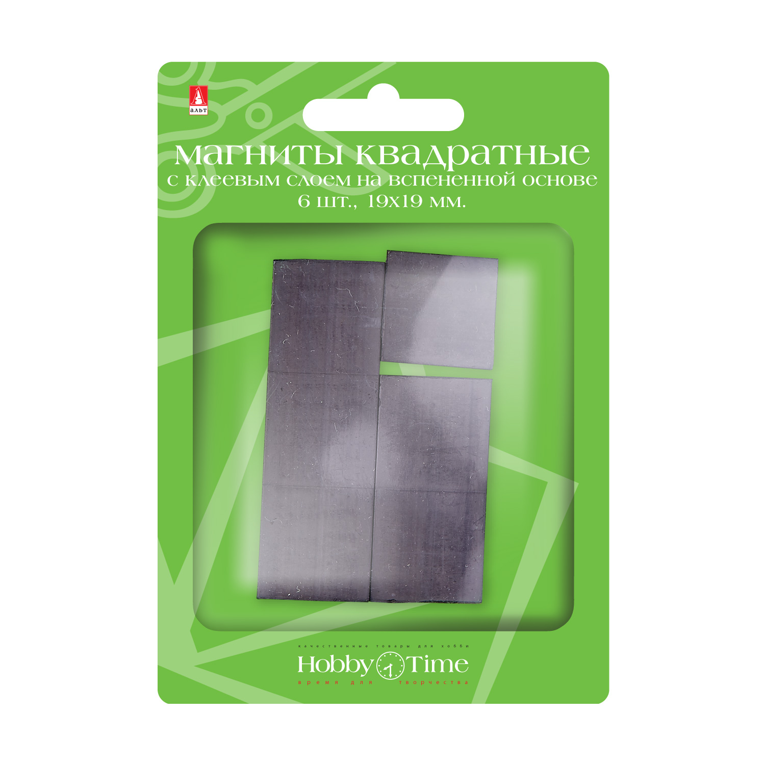 Творч Магниты квадратные 6шт самокл на вспен. основе 19*19мм