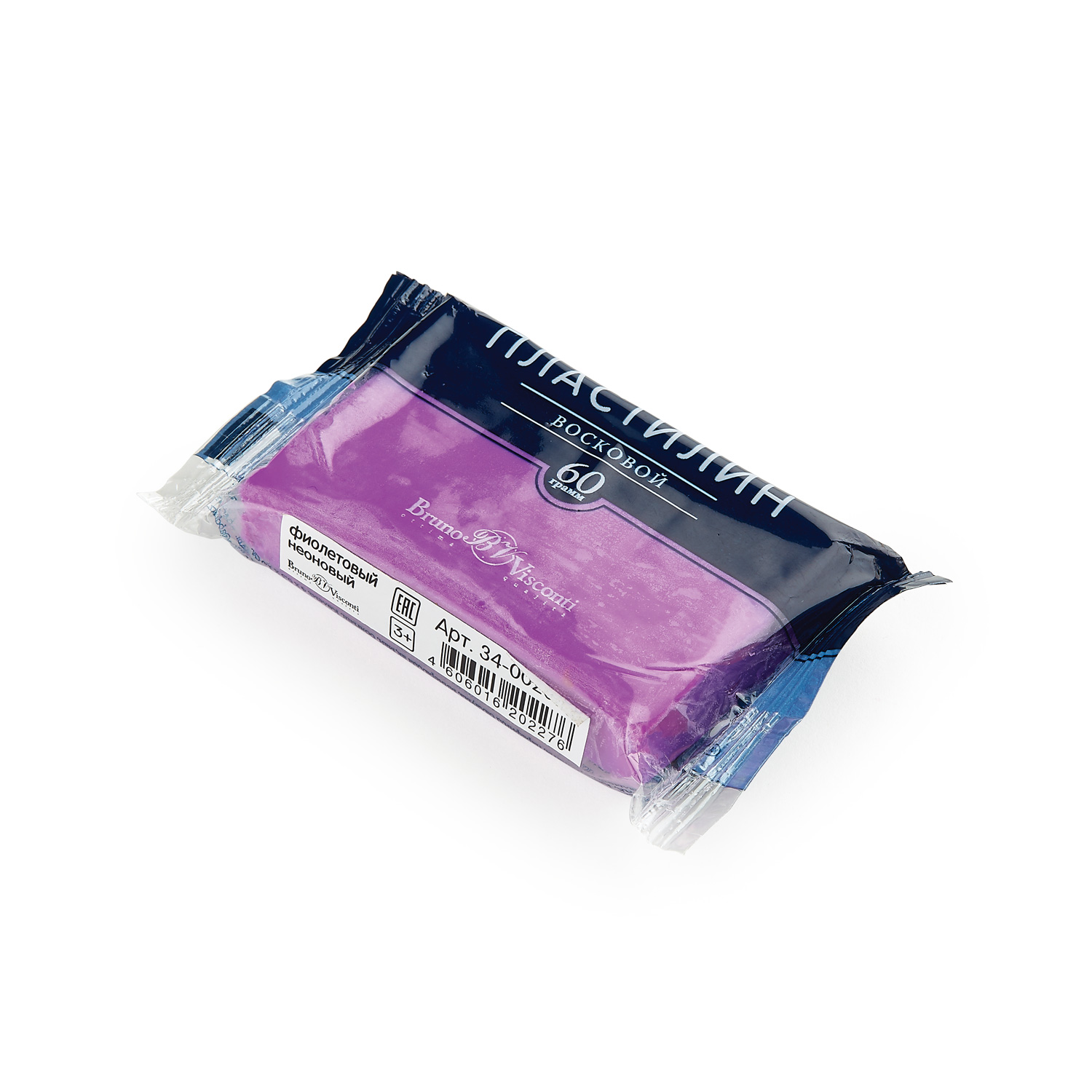 Пластилин штучный 60гр фиолетовый неон BV восковой