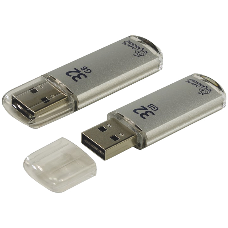 Флэш-карта USB 32GB 2.0 Smart Buy V-Cut Series серебро (мет.корпус)