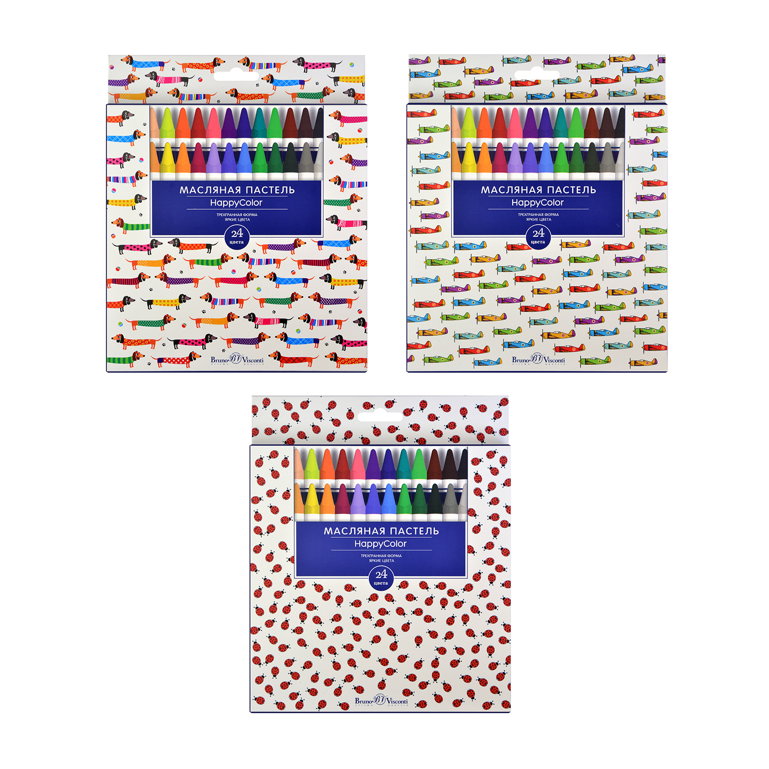 Мелки пастельные 24цв BV Happycolor на масляной основе