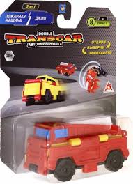 Трансформер Transcar 2в1: Пожарная машина - Джип, 8см
