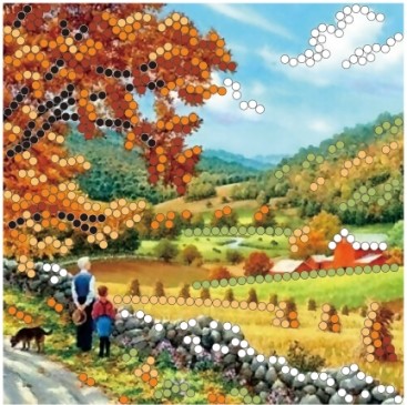 Творч Набор для вышивания бисером 15x15 Осень в деревне