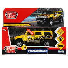 Машина Hummer h2 спорт 12см, металл свет-звук, инерц., желтая