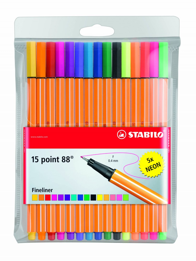 Ручки капиллярные 15 цв Stabilo Point