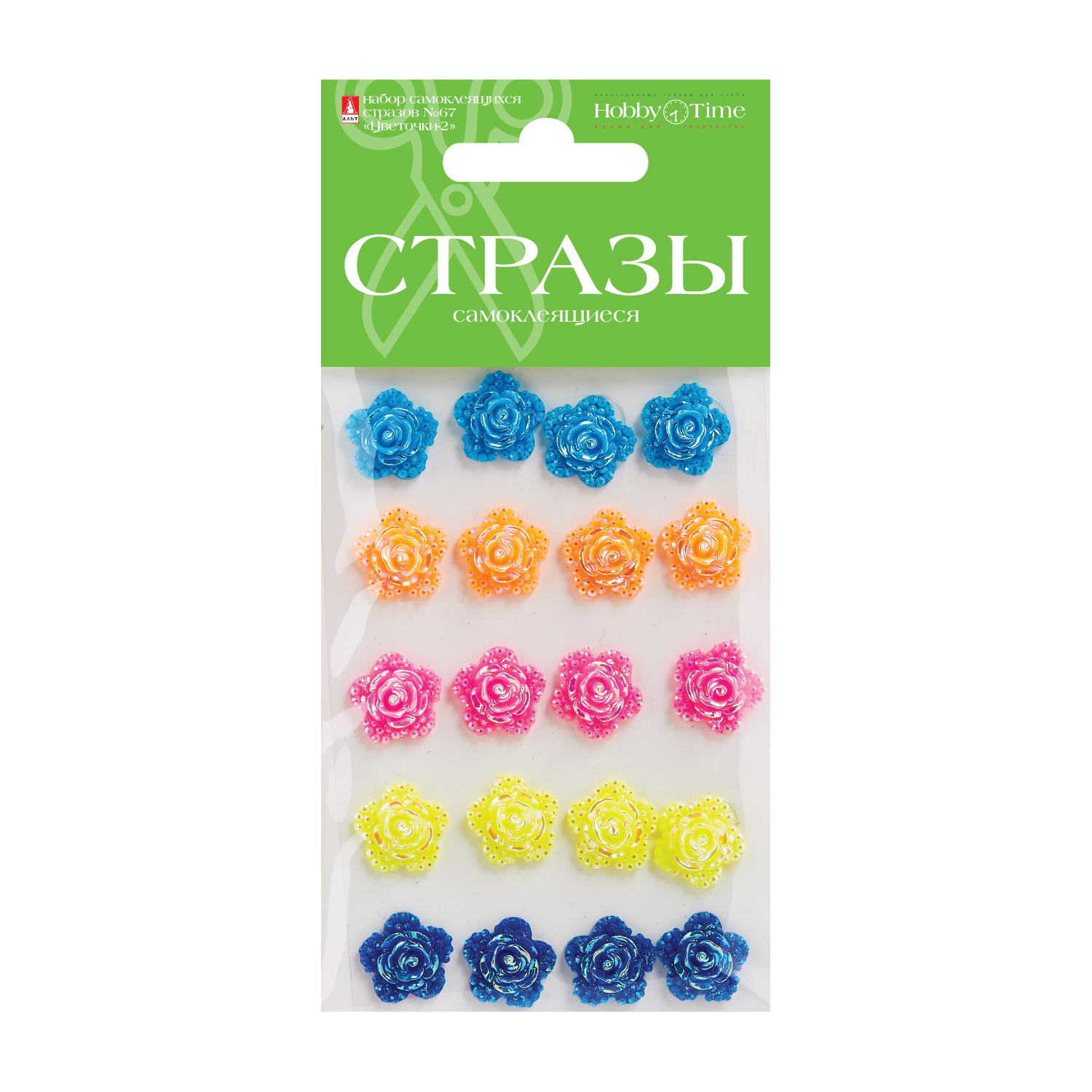 Творч Стразы самоклеящ. Цветочки-2 5цв