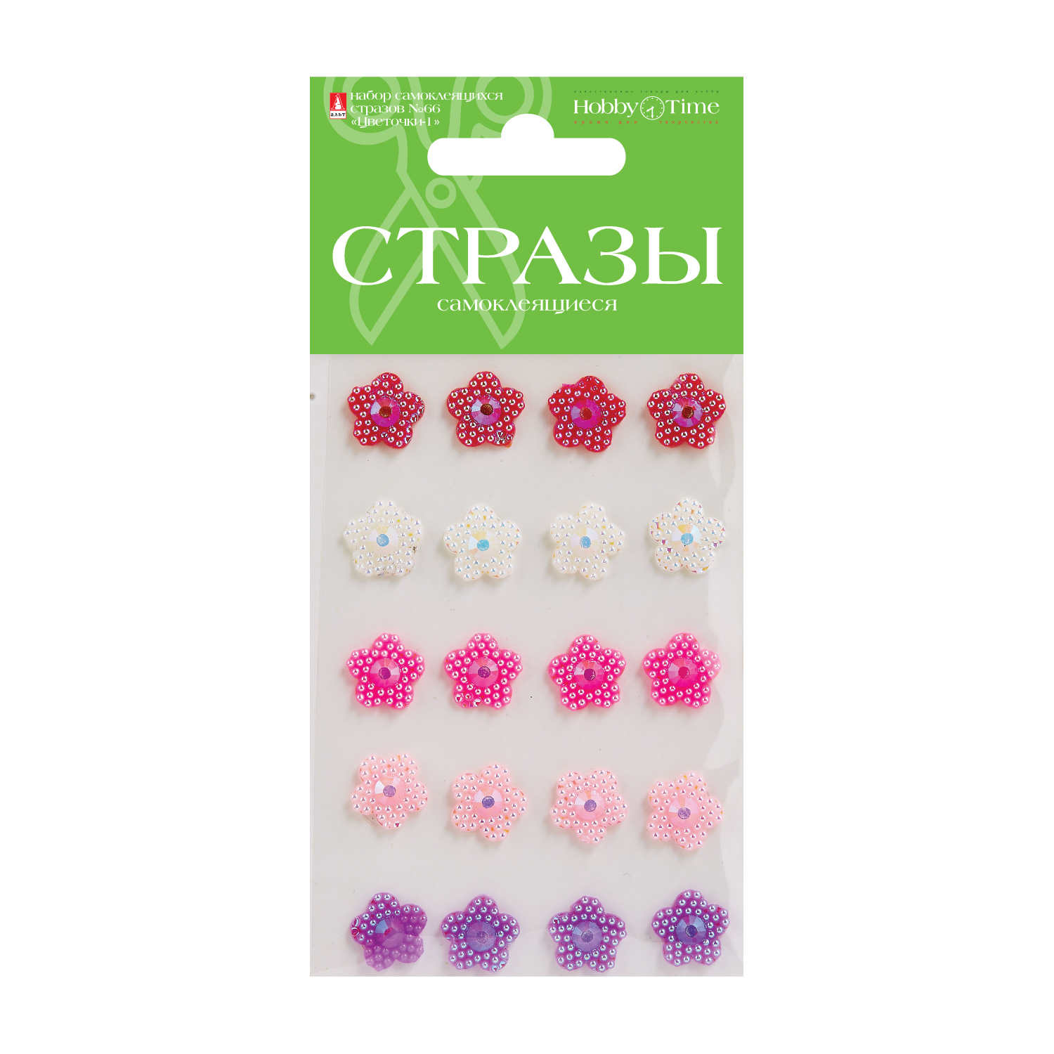 Творч Стразы самоклеящ. Цветочки-1 5цв