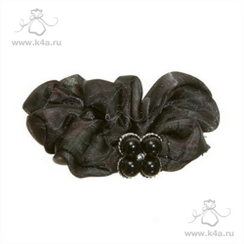 Резинка для волос Черный цветок шифоновая