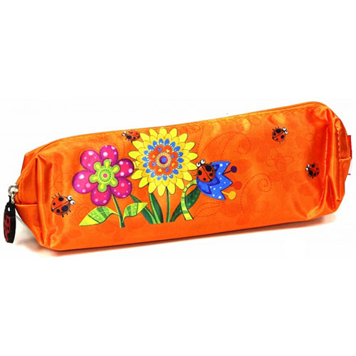 Пенал-косметичка Цветы на оранжевом