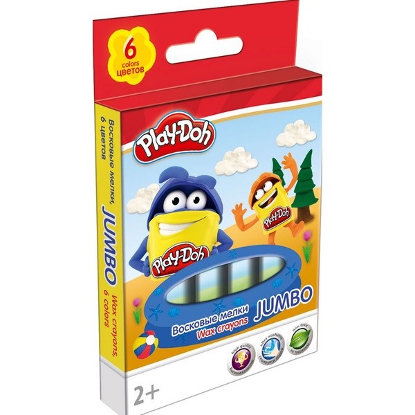 Мелки восковые 6цв Play Doh Jumbo