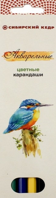 Карандаши цветные 6 цв Сибирский кедр. Птицы Сибири акварельные к/к