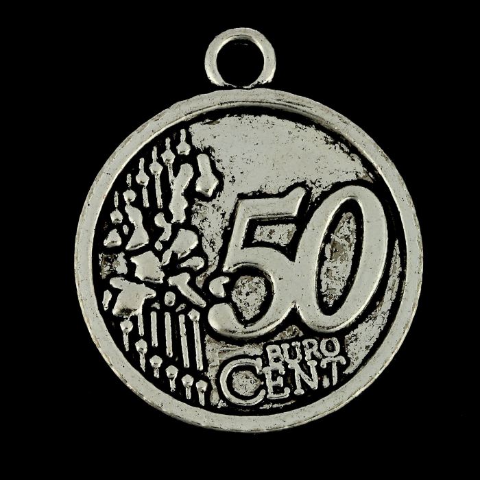 Декор металл Сувенир Кошельковый "50 центов" 3х3см
