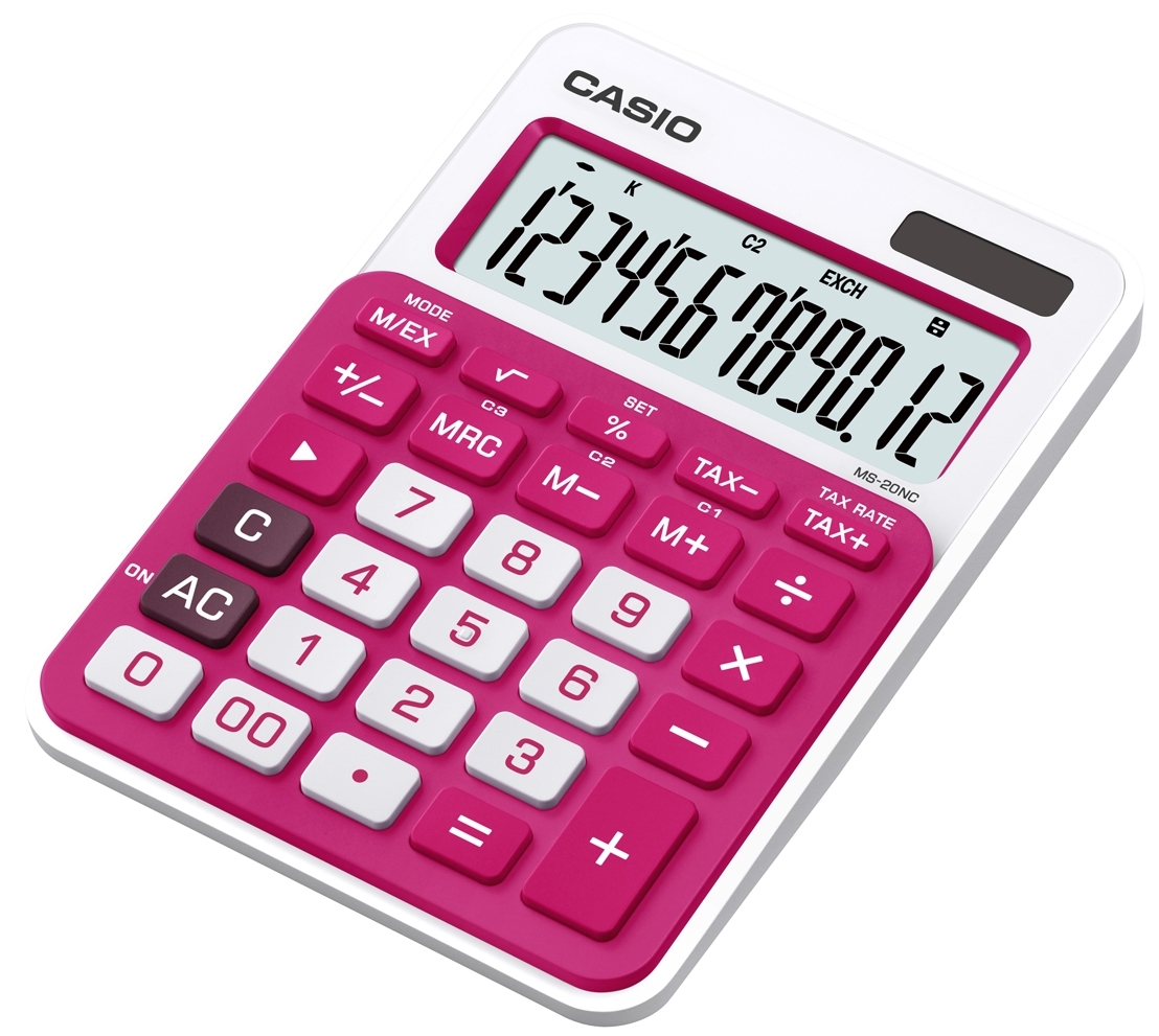 Калькулятор 12 разр. Casio настольный красный/ темно-розовый