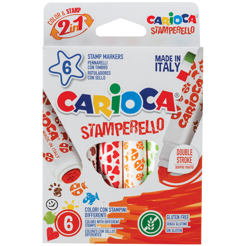 Фломастеры-штампы 6 цв Carioca Stamp Markers к/к