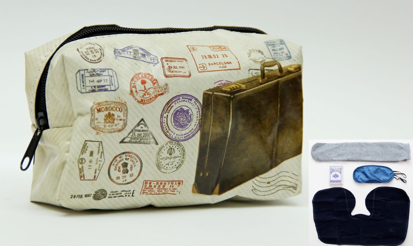 Сувенир Набор для путешествий Почтовые штампы (носки, маска д/сна, подушка,