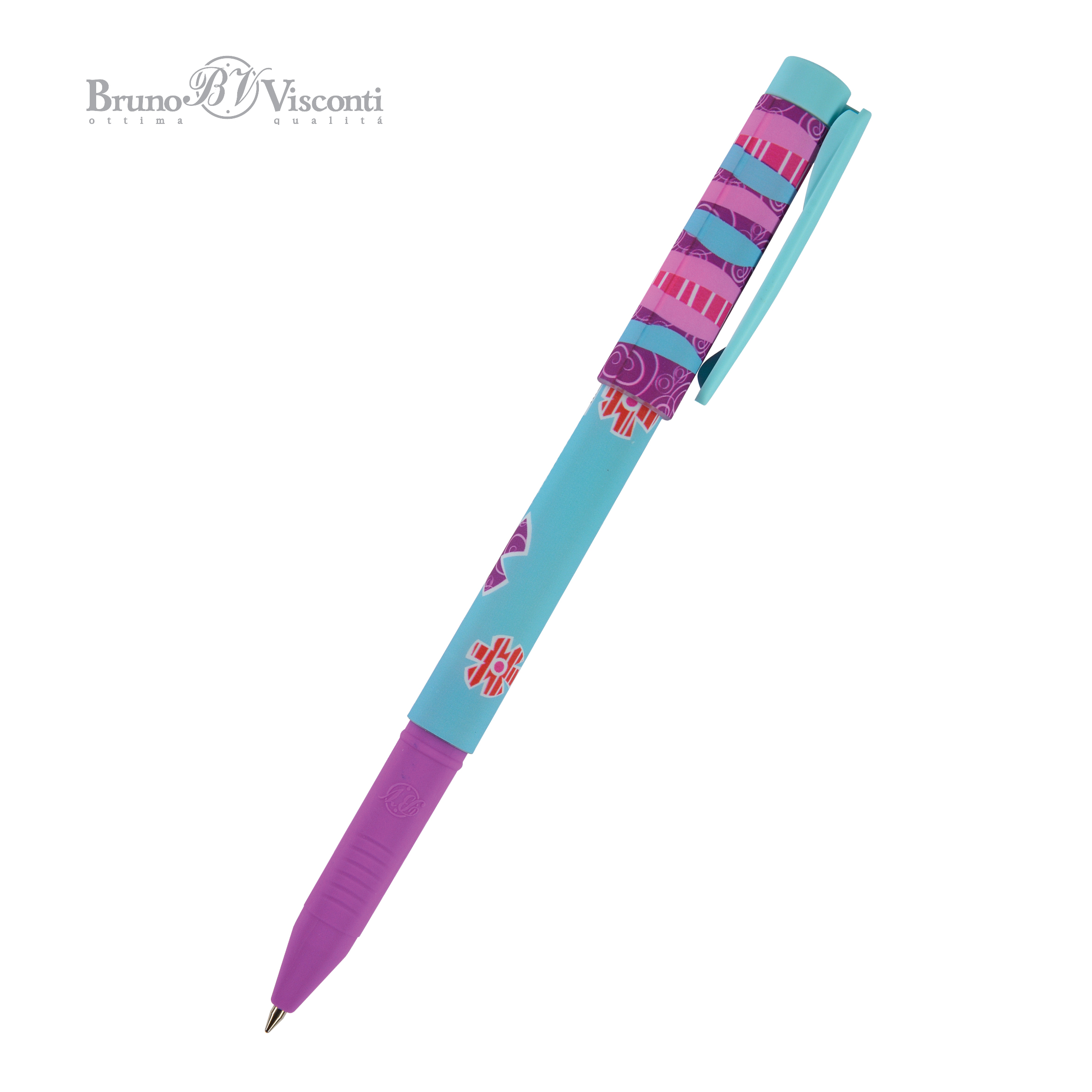 Ручка шариковая синяя BV FreshWrite Весен цветы 0.5