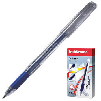 Ручка гелевая синяя EK G-Tank полупрозр корпус 0.7мм