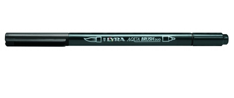 Фломастеры акварельные 1цв Lyra Aqua Brush Duo двойные Черный медиум