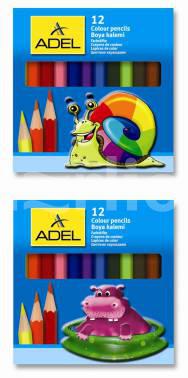 Карандаши цветные 12 цв Adel Colour короткие