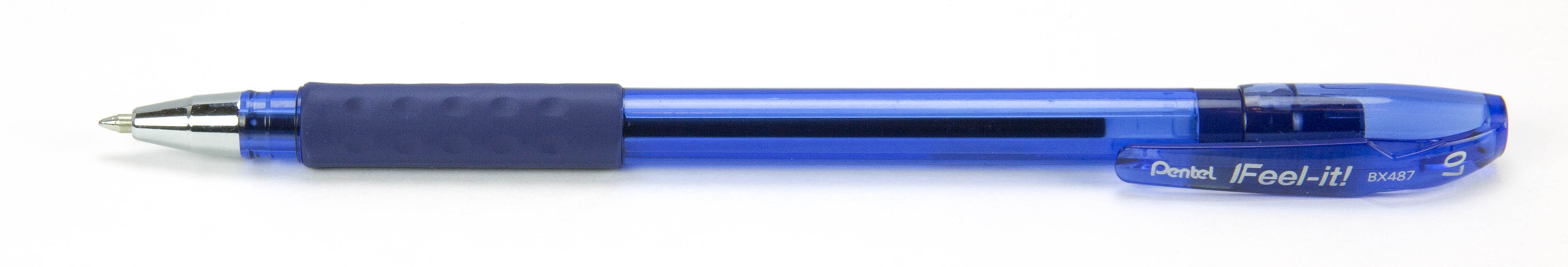 Ручка шариковая синяя Pentel Feel-it! 0.7мм полупрозр Ручка школьника
