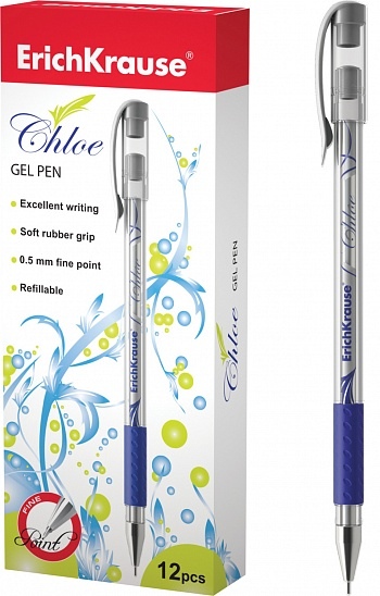 Ручка гелевая синяя EK Chloe 0.5мм полупрозр корпус