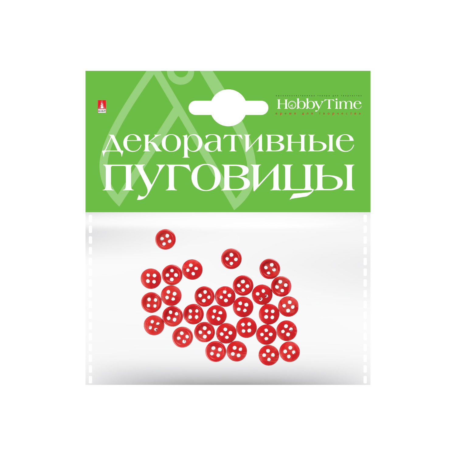 Творч Пуговицы однотонные 10мм 6цв микс