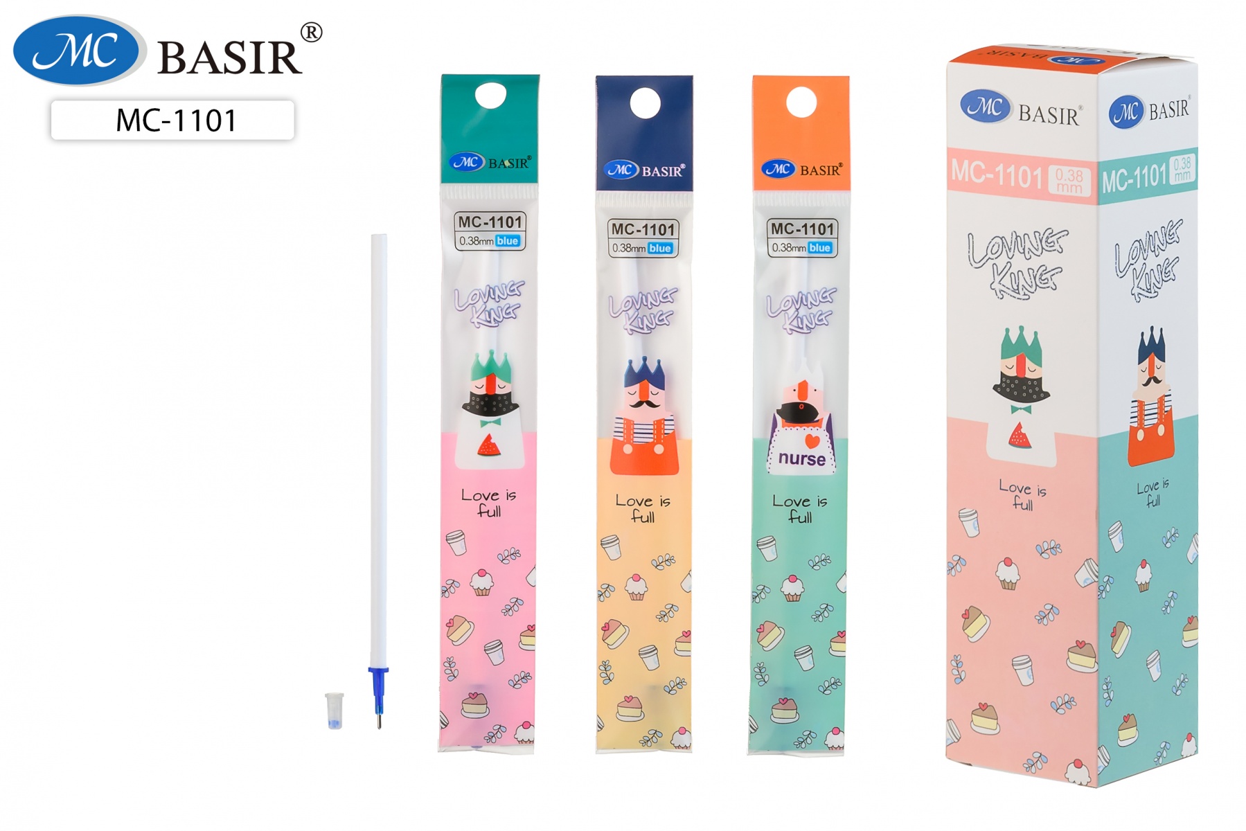 Стержень гелевый синий 129мм стираемые чернила