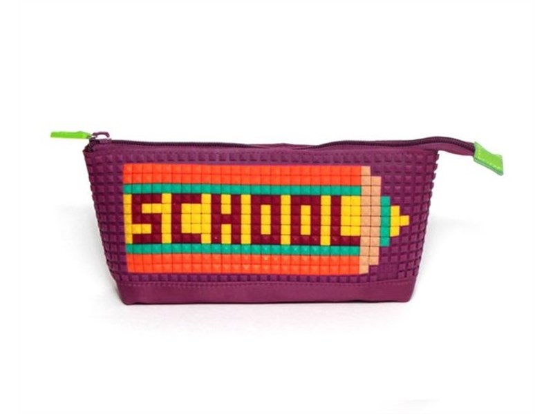 Пенал-косметичка Пиксели школа фиолетовый