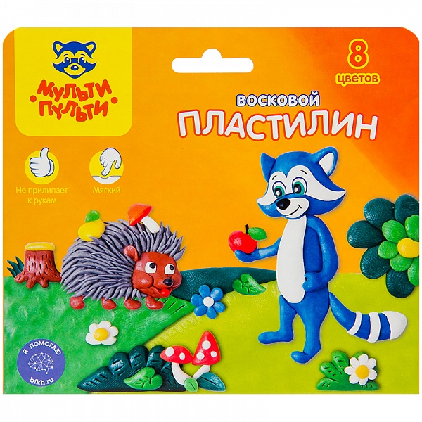 Пластилин 8 цв Мульти-Пульти Енот в лесу восковой стек 120г
