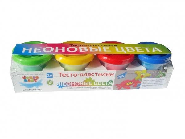 Творч Набор д/лепки Тесто-пластилин 4 цв. Неон цв 50гр