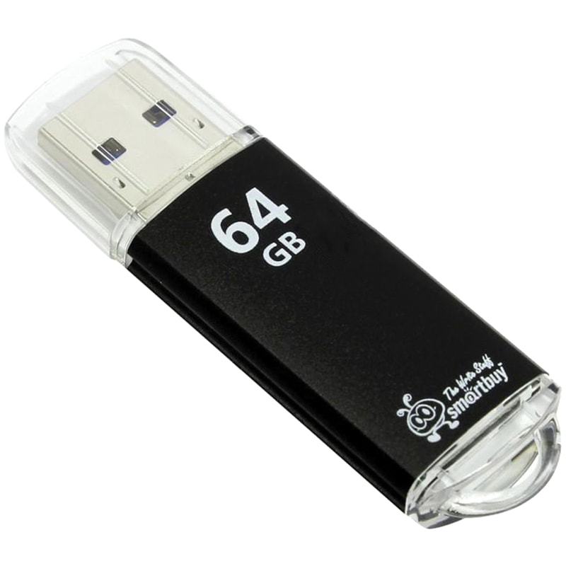 Флэш-карта USB 64GB 2.0 Smart Buy V-Cut черный