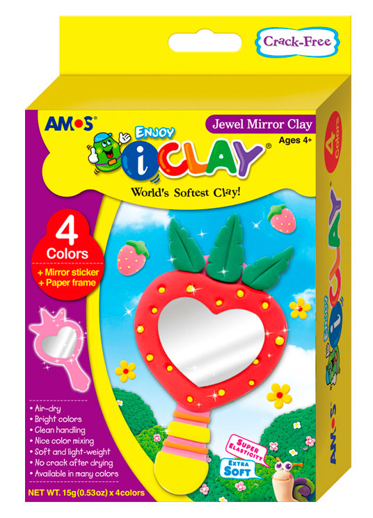 Творч Масса д/лепки 4цв Зеркальце по 15гр аксессуары