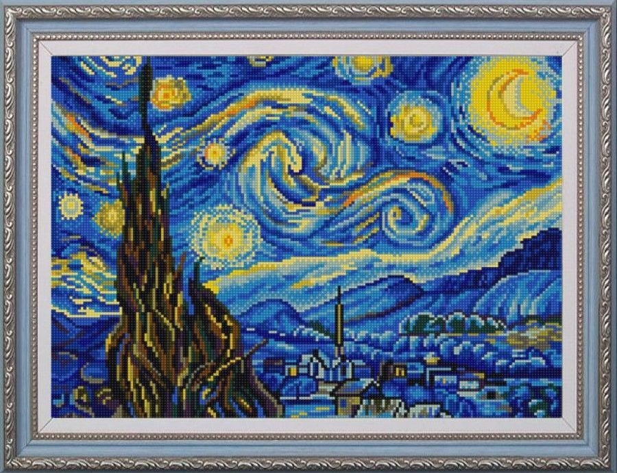 Творч Вышивка бисером Рисунок 29х39 Звездная ночь (Ван Гог)