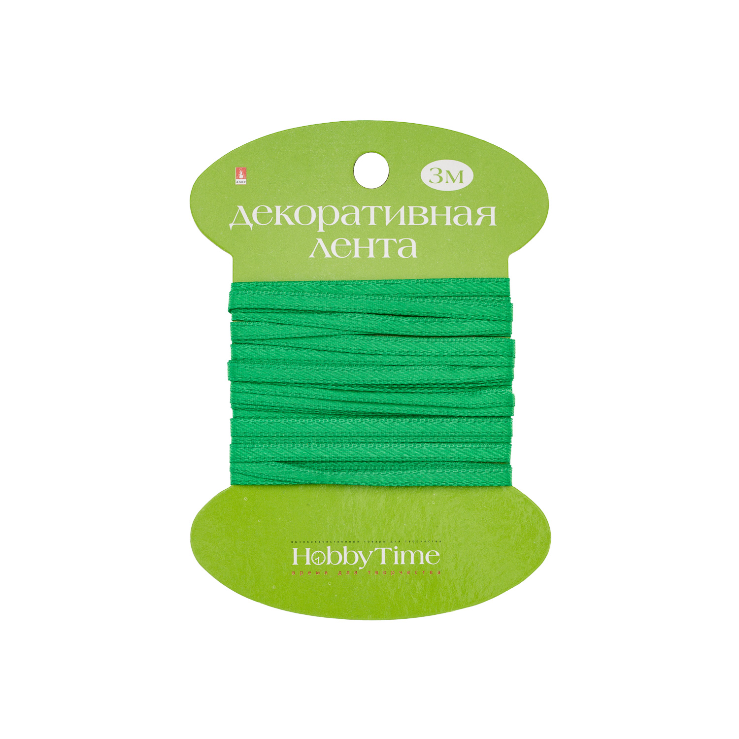 Творч Лента атлас 3мм*3м зеленая