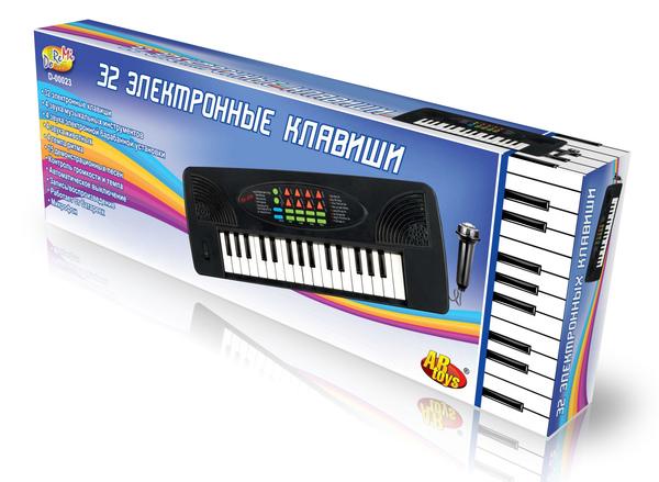 Музыкальная Синтезатор черный 32 клавиши, с микрофоном, эл/мех