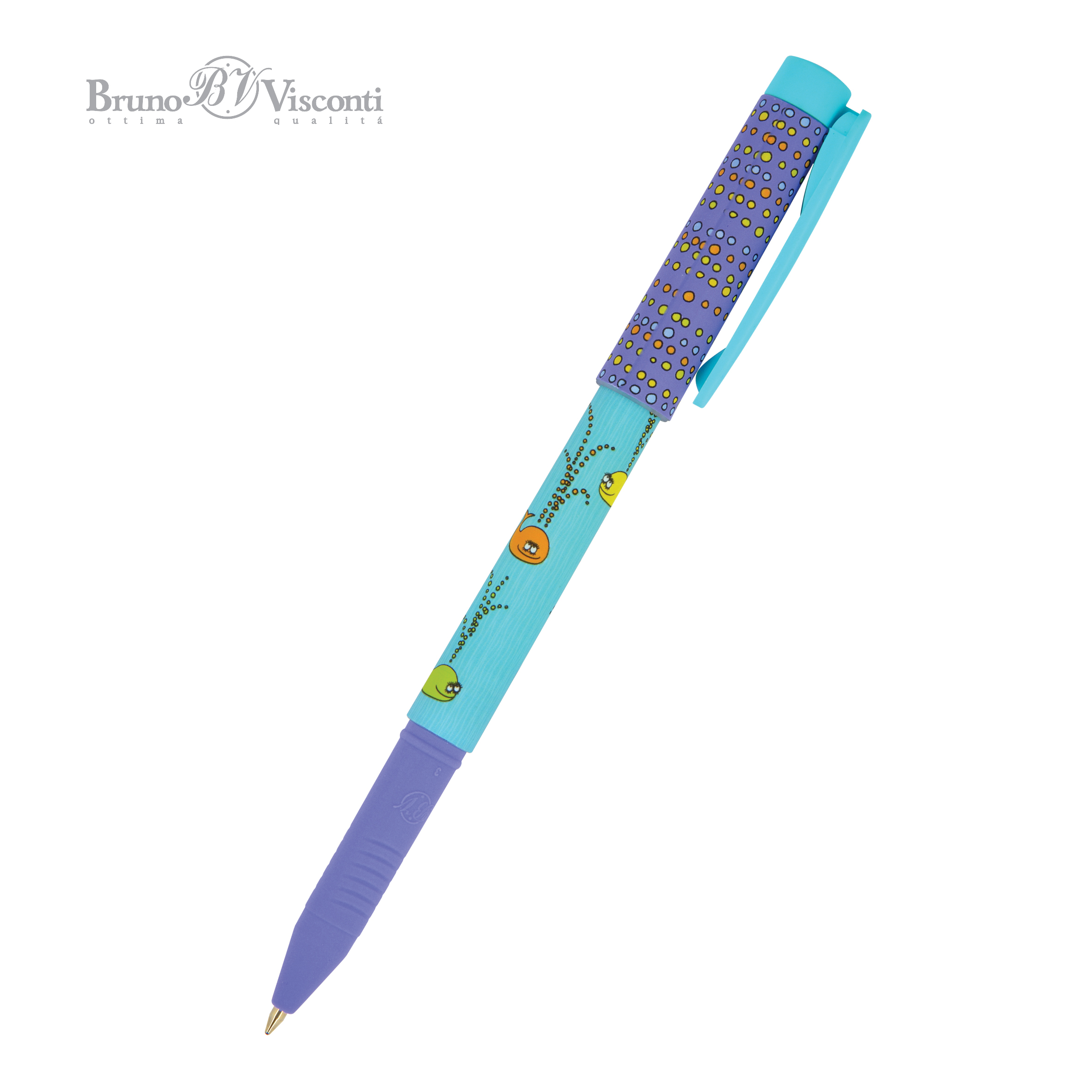 Ручка шариковая синяя BV FreshWrite Морская 0.7 принт