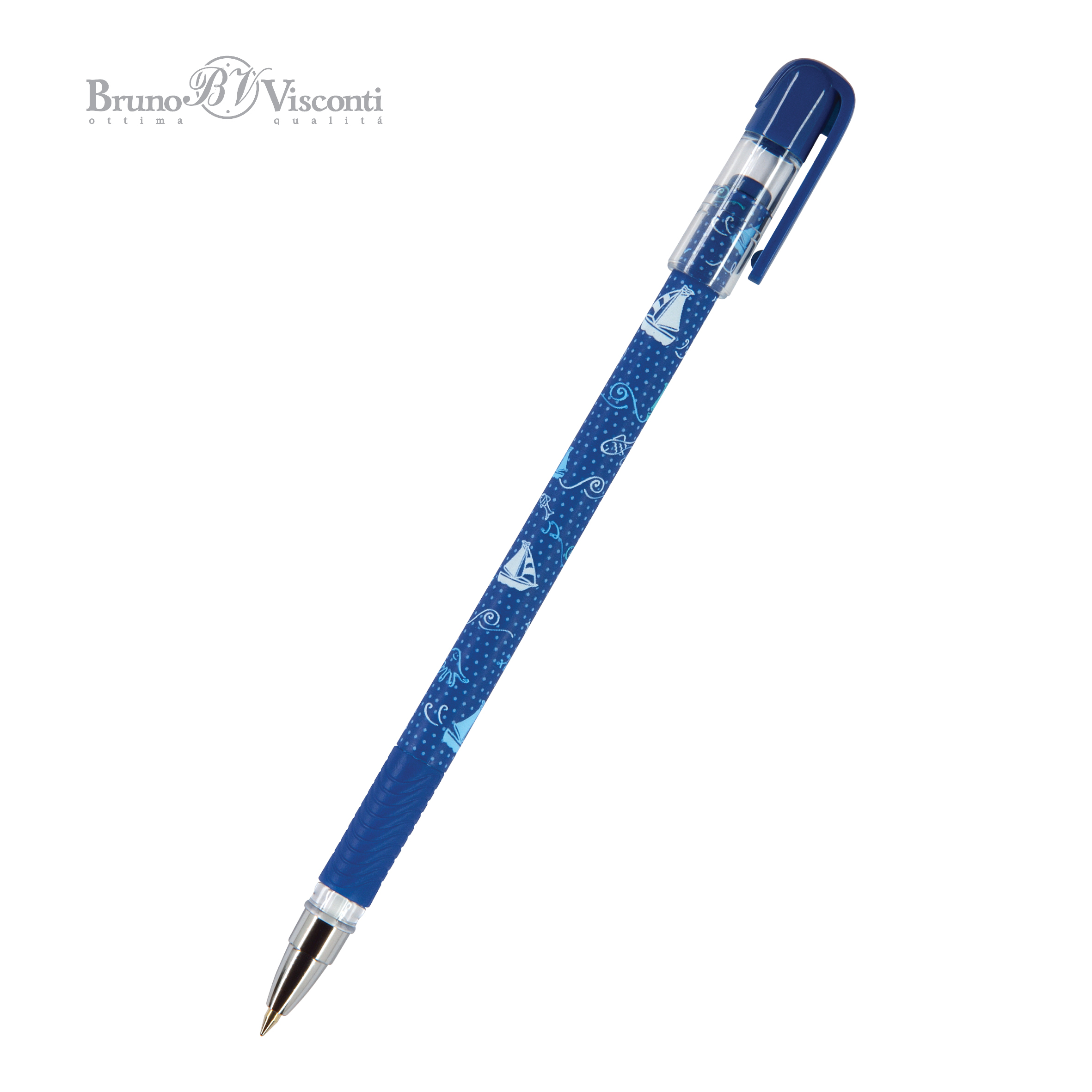 Ручка шариковая синяя BV MagicWrite Морская 0.5 принт