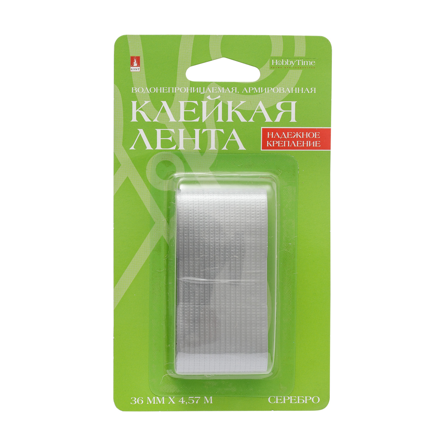 Творч Скотч для декора водонепроницаемая 36ммх4,57м серебро