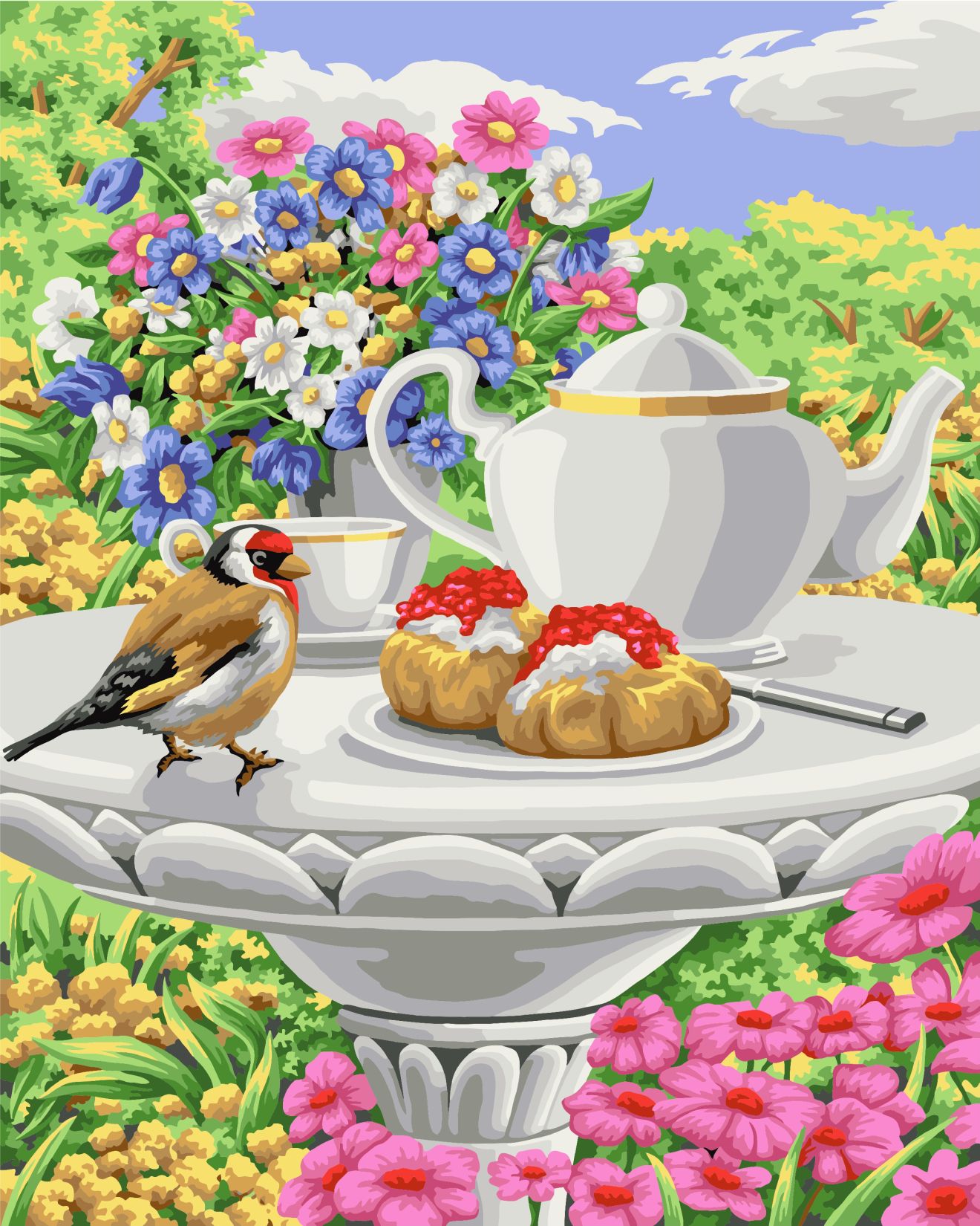 Творч Рисование по номерам 40Х50 Чай в цветочном саду