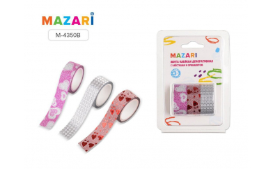 Творч Скотч для декора 3шт 1,5см*3м с блестками