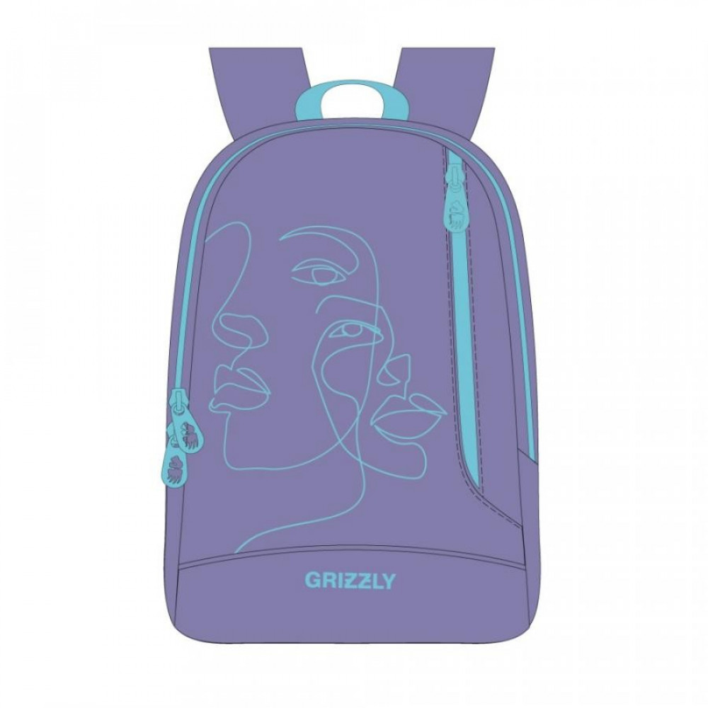 Рюкзак молодежный Grizzly Face фиолетовый 32*45*13