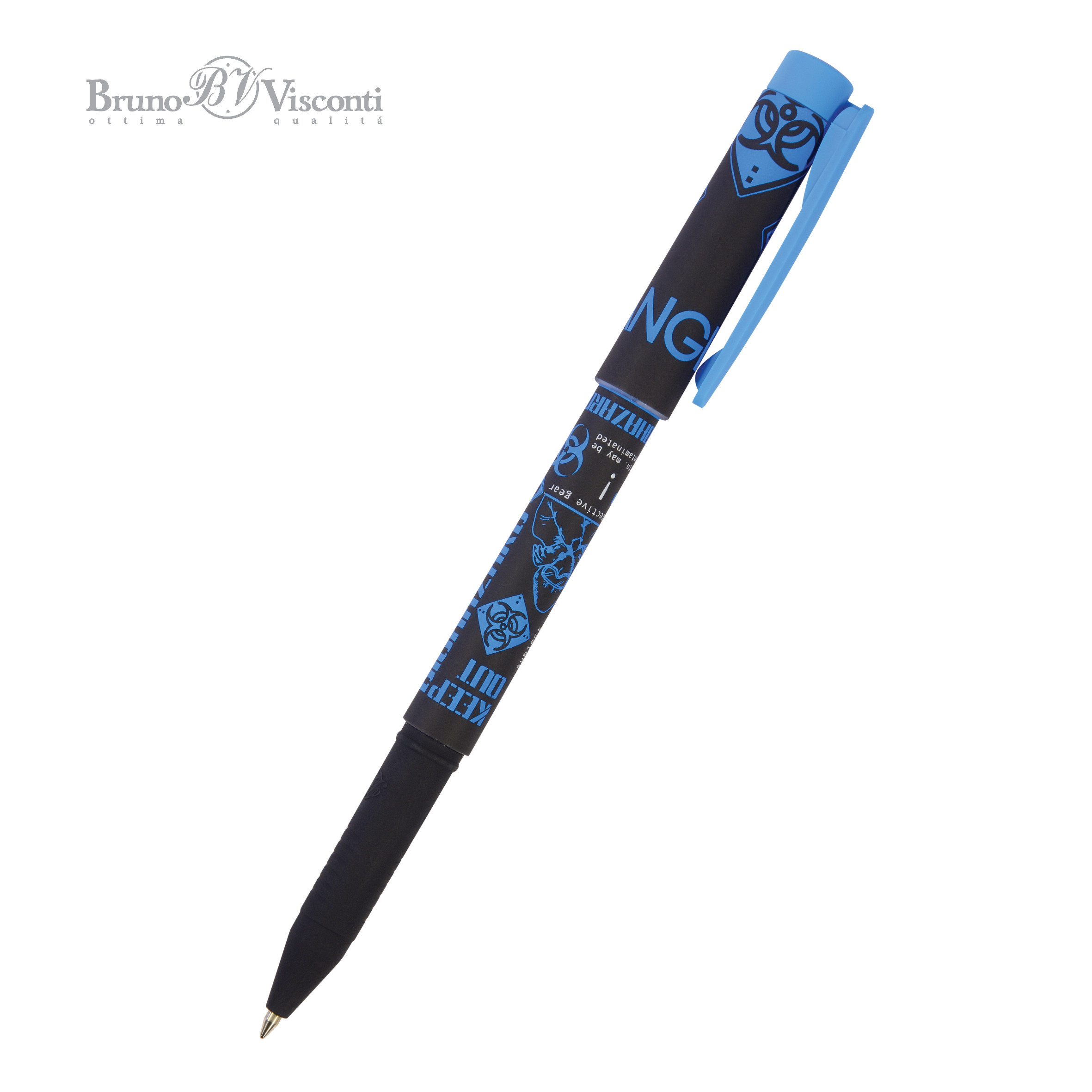 Ручка шариковая синяя BV FreshWrite Биологическая опасность! 0,7мм принт