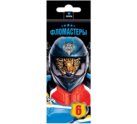 Фломастеры 6 цв Moto-beast к/к