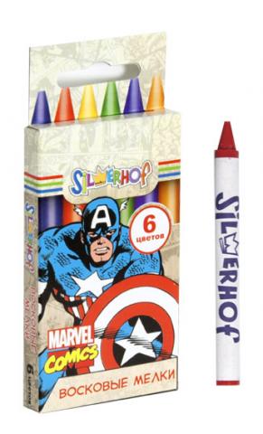 Мелки восковые 6цв Silwerhof Marvel Comics