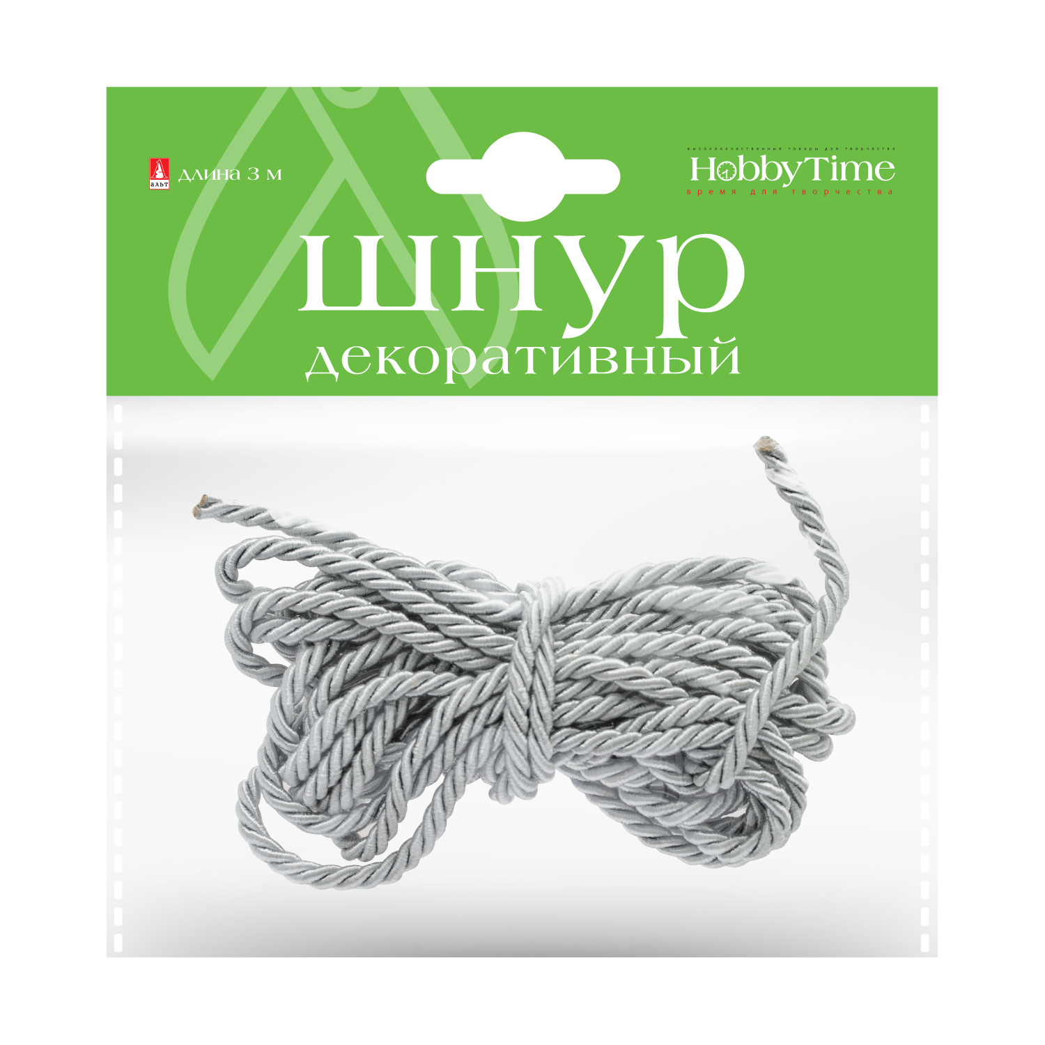 Творч Шнур декоративный 3м серебристый