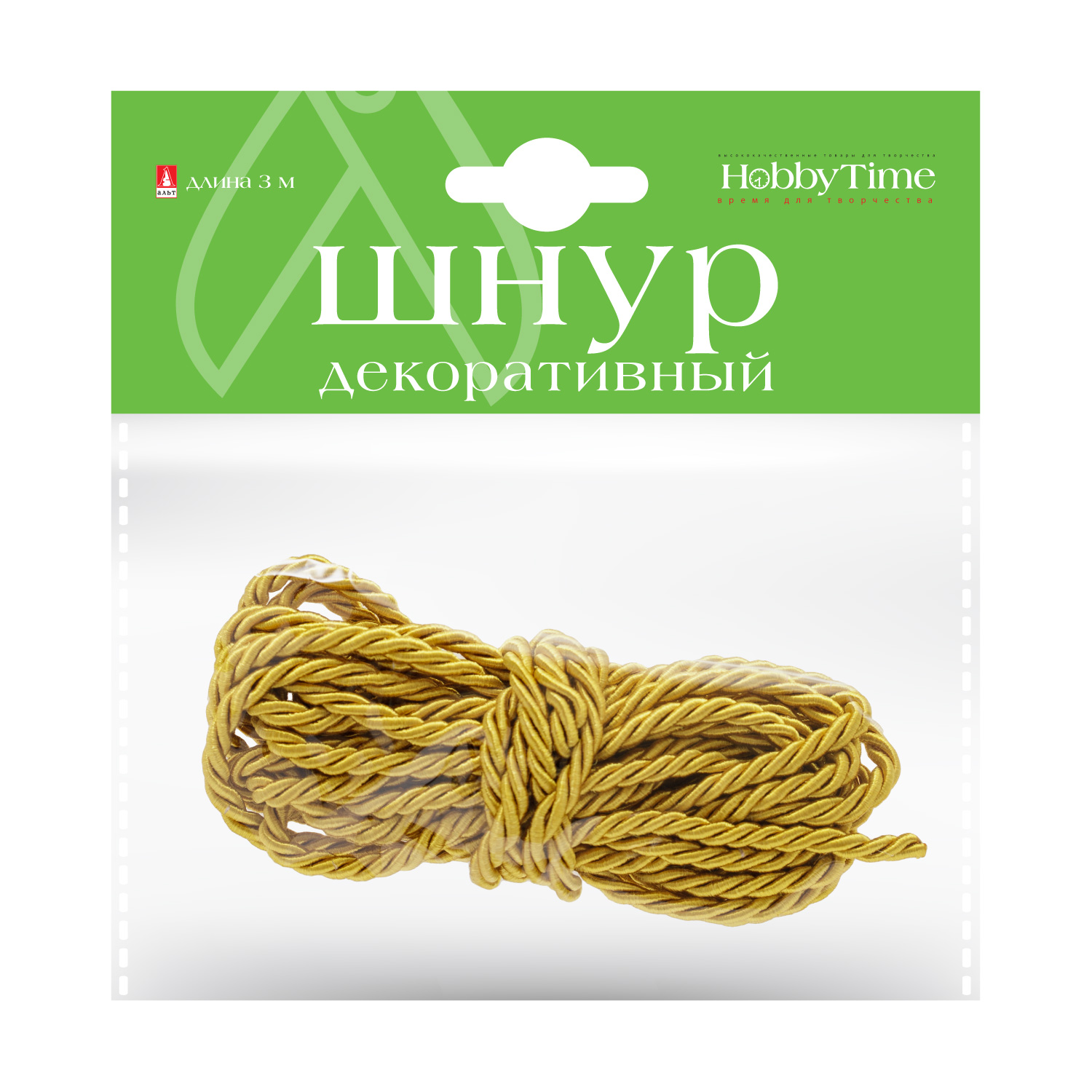Творч Шнур декоративный 3м золотой